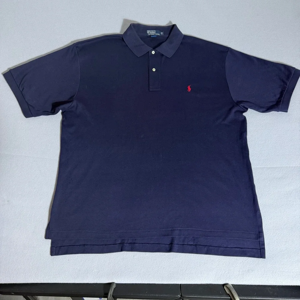 Polo Ralph Lauren Mens 1XL Big Navy Blue Short Sleeve Cotton Polo Shirt Red Pony